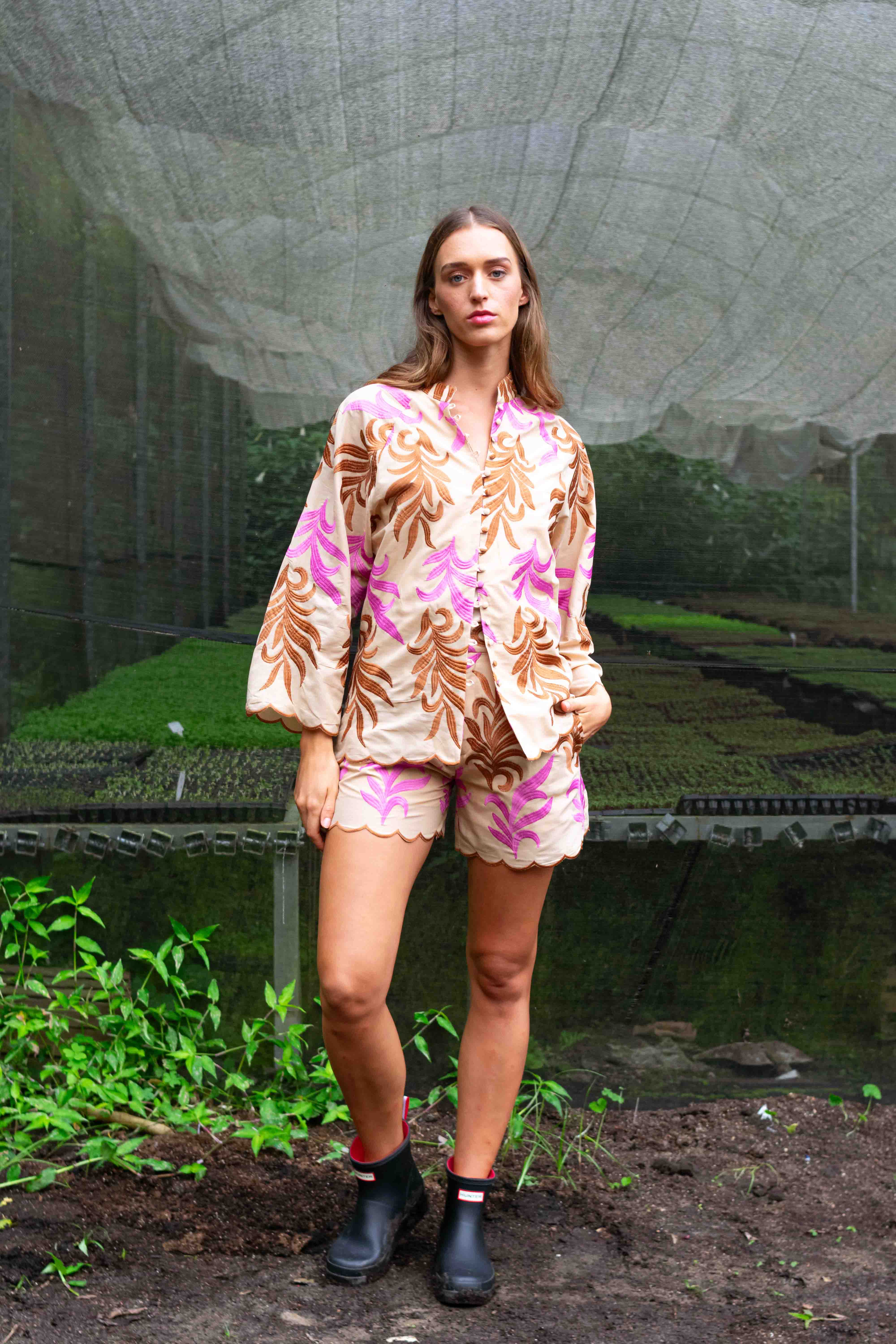 Tee Match - short bordado pink