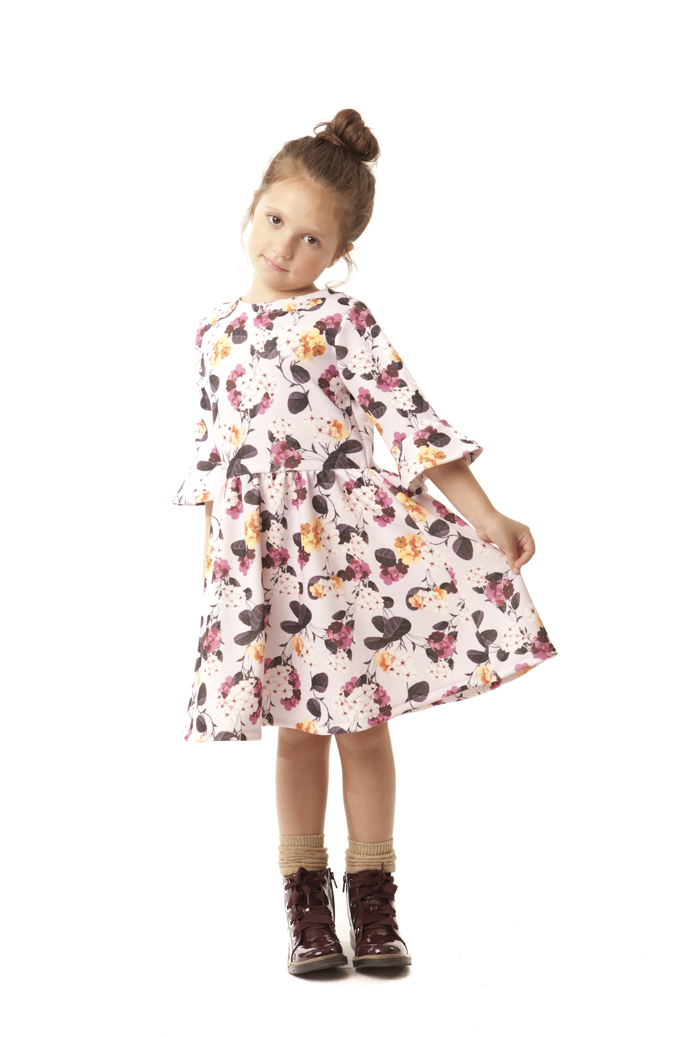 Tee Match - VESTIDO KIDS PRINCESA MANGA FLORAL ROMANTIC